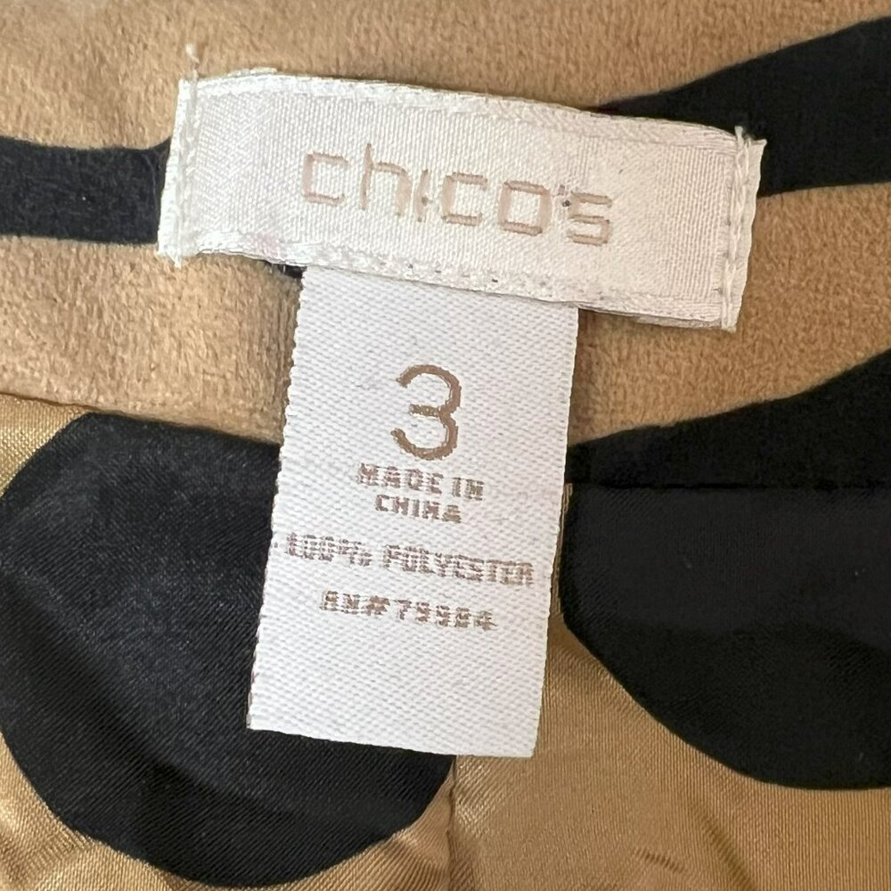 #140 Chico's Tan Black Zebra-Stripes Zip-Up Dress Jacket Blazer Size 3 (16) - Picture 5 of 7